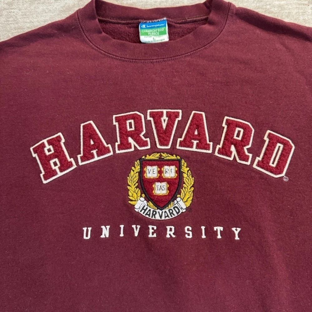 Vintage 90’s Harvard University Champion Sweatshirt Embroidered Felt Spell Out - Picture 7 of 9